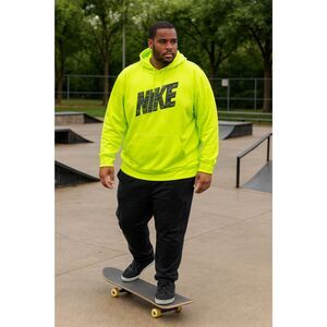 Nike Hoodie XL Men's Lime Green Therma-Fit Pullover Heavyweight Streetwear READ